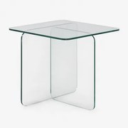 Eliana Vierkante Bijzettafel 50x50 Cm In Gehard Glas Transparant - Sklum