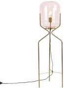 Art Deco vloerlamp messing met roze glas - Bliss Art Deco E27 Binnenverlichting Lamp