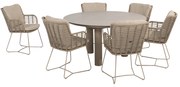 Donato Fabrice dining tuinset 7 delig 160 cm rond keramiek latte 4 Seasons Outdoor