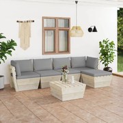 vidaXL 6-delige Loungeset met kussens pallet vurenhout