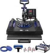 VEVOR Heat Press, 15 x 15 inch, 8-in-1 warmteoverdrachtsmachine met 30 oz Tumbler Press, 360° wegdraaibare digitale T-shirtpers, tefloncoating, voor T-shirts/mokken/hoeden/borden, zwart + blauw