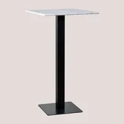 Vierkante Hoge Bartafel In Livanto-marmer Wit Marmer & Zwart - Sklum