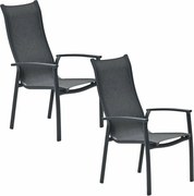 Garden Impressions Hilly tuinstoel stapelbaar donker grijs - 2 stuks