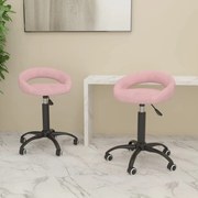 vidaXL Eetkamerstoelen draaibaar 2 st fluweel roze