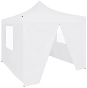 vidaXL Partytent met 4 zijwanden inklapbaar 2x2 m staal wit