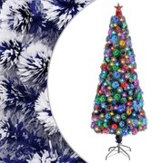 vidaXL Kunstkerstboom met LED 240 cm glasvezel wit en blauw