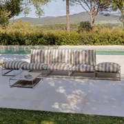 3-delige Modulaire Tuinset Met Bank, Bijzettafel En 2 Omvormbare Poefs Amaro Tapioca Beige - Bruin - Mokka - Sklum