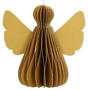 Hanger engeltje, papier, honingraat, oker, 8 cm