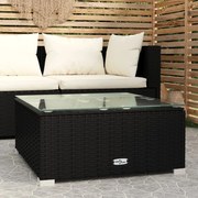 vidaXL Tuintafel 60x60x30 cm poly rattan en glas zwart