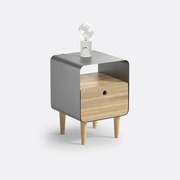 Nachtkastje van essenfineer en staal, Joris