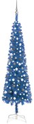 vidaXL Kerstboom met LED's en kerstballen smal 240 cm blauw