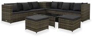 vidaXL 8-delige Loungeset met kussens poly rattan grijs