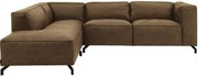 Goossens Bank Calvin groen, micro leer, 2,5-zits, modern design met ligelement links