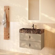 Muebles Murcia badmeubel ribbelfront 80cm macchiato met Dark Emperador wastafel met kraangat