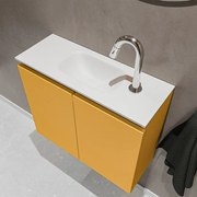 Mondiaz Ture 60cm toiletmeubel ocher met wastafel talc midden 1 kraangat