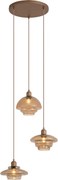 Retro hanglamp donker brons met bronze kap 3-lichts - Smokey