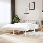 vidaXL Bedframe massief hout wit 135x190 cm 4FT6 double