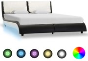 vidaXL Bedframe met LED kunstleer zwart en wit 140x200 cm