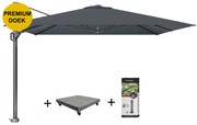 Challenger T1 telescope premium zweefparasol 350x350 cm faded black met 120 KG voet en hoes