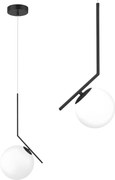 Plafondlamp Hangende Glazen Bol Wit Goud G107-1W BLACK WHITE
