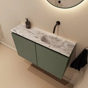 Mondiaz Ture DLux toiletmeubel 80cm army met wastafel glace rechts zonder kraangat