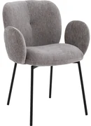 Goossens Basic Eetkamerstoel Eller bruin stof met armleuning, modern design