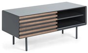 Kave Home Kesia Tv-meubel Mat Grijs Met Walnoot - 120x45x48.5cm.