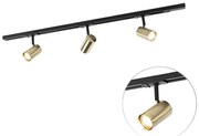 Smart railsysteem zwart met goud 1-fase 3-lichts incl. Wifi GU10 - Iconic Jeana Modern GU10 Binnenverlichting Lamp