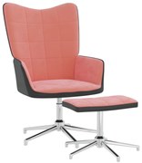 vidaXL Relaxstoel met voetenbank fluweel en PVC roze