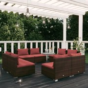 vidaXL 8-delige Loungeset met kussens poly rattan bruin