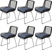 Zenia dining tuinstoel rope zwart set van 6