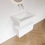 Zaro Alan badmeubel 60cm talc 1 lade met vrijhangende wastafel cloud midden zonder kraangat talc