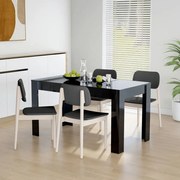 vidaXL Eettafel 140x74,5x76 cm spaanplaat hoogglans zwart