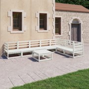 vidaXL 8-delige Loungeset massief grenenhout wit