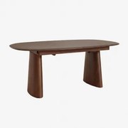 Uitschuifbare Ovale Eettafel Van Mdf En Essenfineer Nuveta Donker Hout & 180-240x110 Cm - Sklum