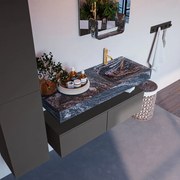 Mondiaz Alan DLux badmeubel 120cm dark grey 2 lades met wastafel lava rechts 1 kraangat