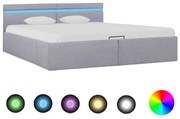 vidaXL Bedframe met opbergruimte en LED stof lichtgrijs 160x200 cm