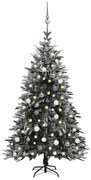 vidaXL Kunstkerstboom met LED's, kerstballen en sneeuw 150 cm PVC PE