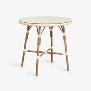 Ronde Tuintafel Ø80 Cm In Aluminium En Synthetisch Riet Brielle Bistro Beige – Crème - Sklum