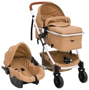 vidaXL Kinderwagen 3-in-1 aluminium taupe