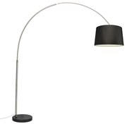 Booglamp staal stoffen kap zwart 45 cm - XXL Modern E27 Binnenverlichting Lamp