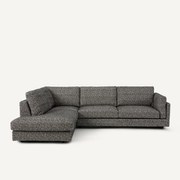 Omvormbare hoekbank met longchair, bouclettestof, César