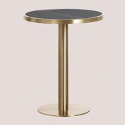 Ronde Bar Tafel Ø60 Cm In Manhattan Gres Zwart & Goud Champagne - Sklum