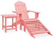 vidaXL Tuinstoel Adirondack met voetenbank en tafel vurenhout roze