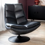 Eleonora Sven Draaifauteuil Zwart Leder