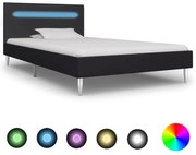 vidaXL Bedframe met LED stof zwart 90x200 cm