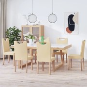 vidaXL Eetkamerstoelen 6 st stof crèmekleurig