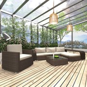 vidaXL 8-delige Loungeset met kussens poly rattan bruin