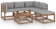 vidaXL 6-delige Loungeset pallet met kussens geïmpregneerd grenenhout