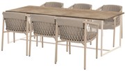 4 Seasons Outdoor Allora tuinset latte met Quatro tafel met Robusto teak blad 220 x 95 cm * Sale * Tuinset   beige weerbestendig